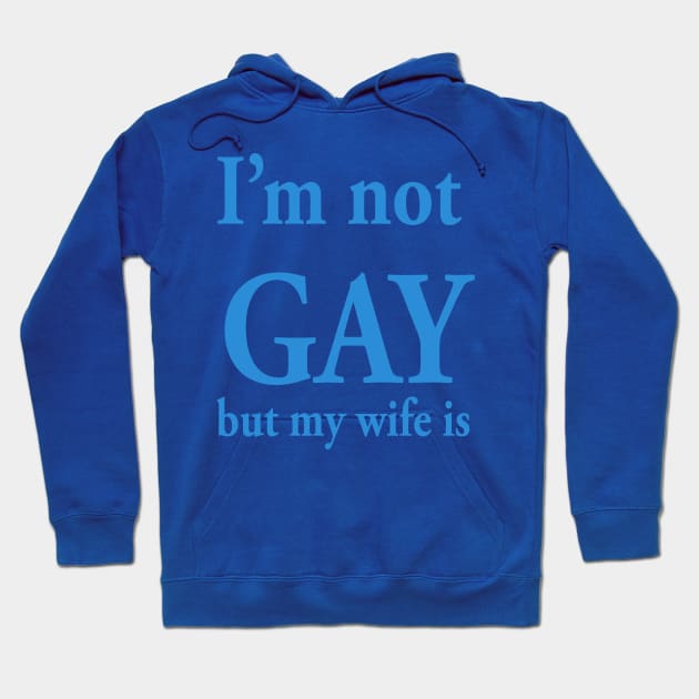 I’m not gay but my wife is Hoodie by TheCosmicTradingPost